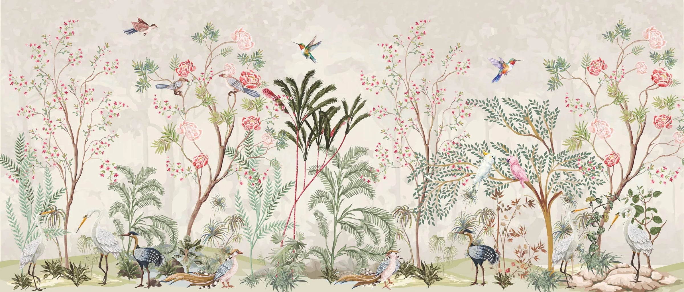 Chinoiserie Botanical Tree Mural | Floral Peel and Stick Wallpaper image 5
