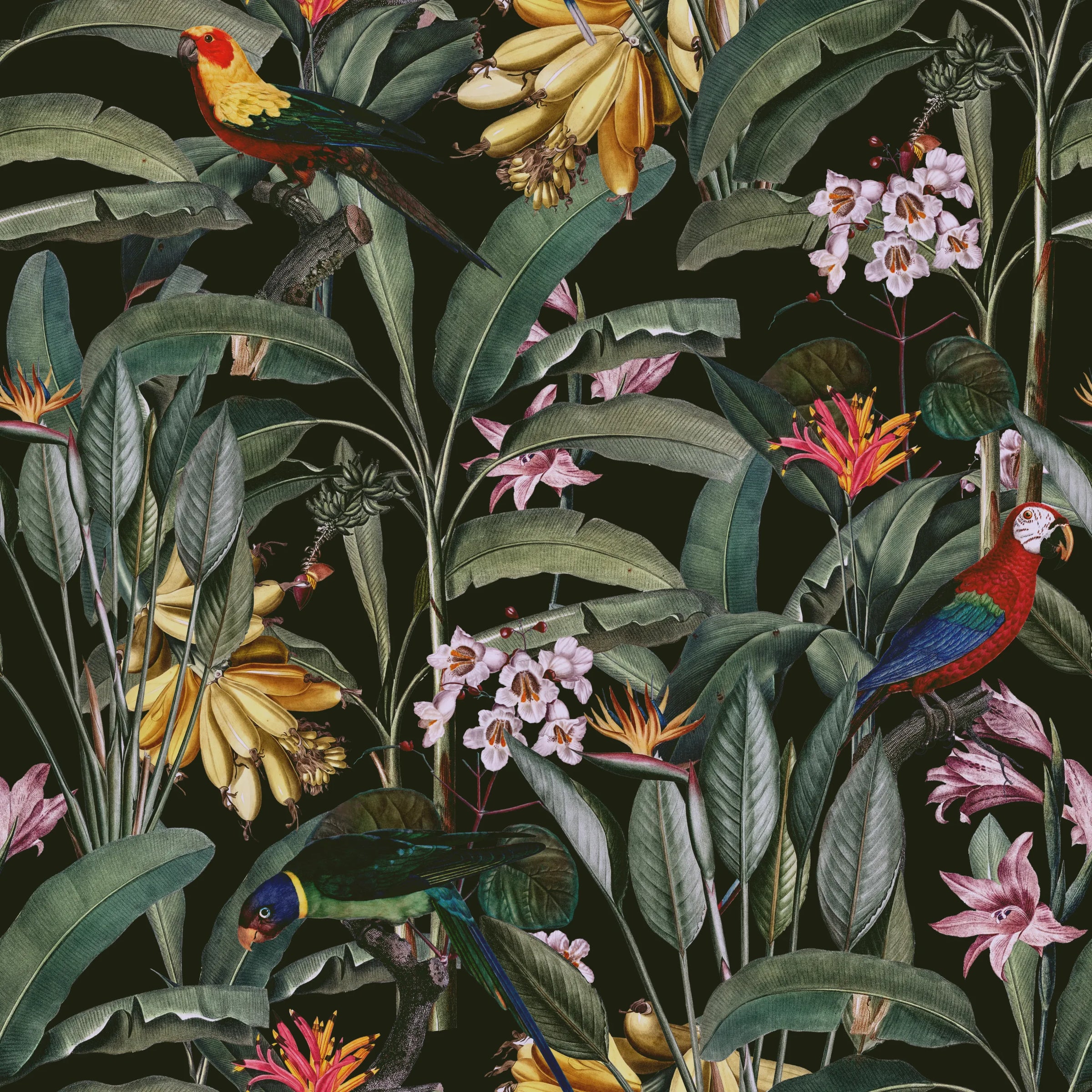 Tropical Parrot Design| Colorful Green Floral Peel and Stick Wallpaper image 5