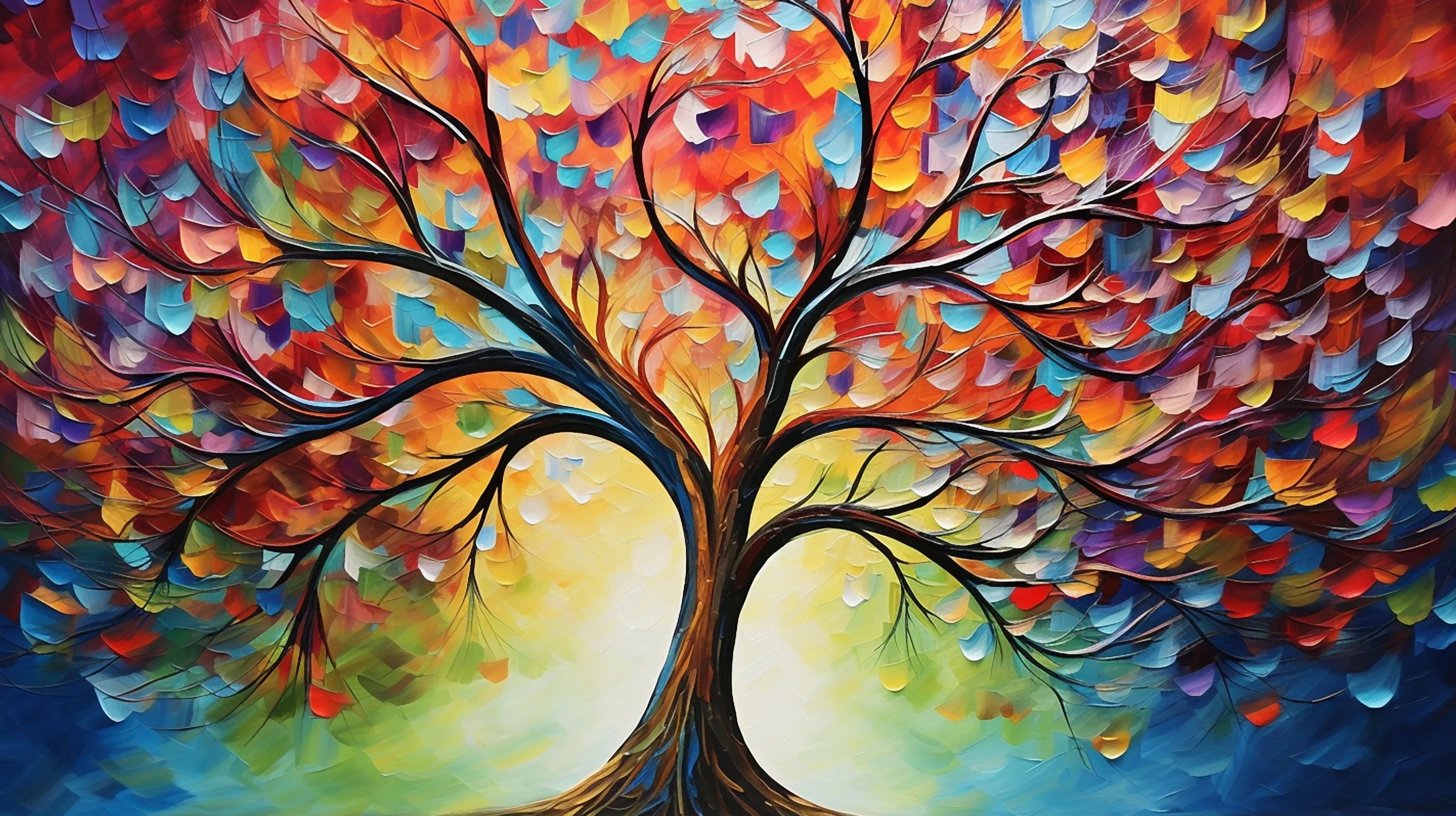 Color Burst Abstract Tree Peel and Stick Wallpaper image 5