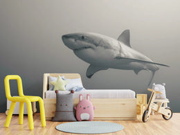 Black And White Shark Wallpaper | Ocean Removable Wall Decor image 1