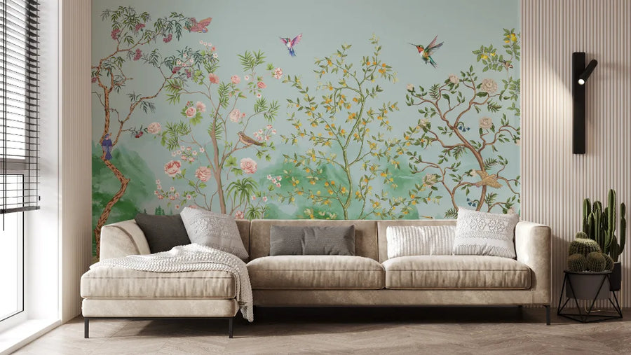 Japanese Garden Serenity Floral Wallpaper