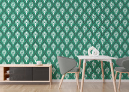 Art Deco Peel and Stick Wallpaper | Green Floral Artistic Wall Decor image 0