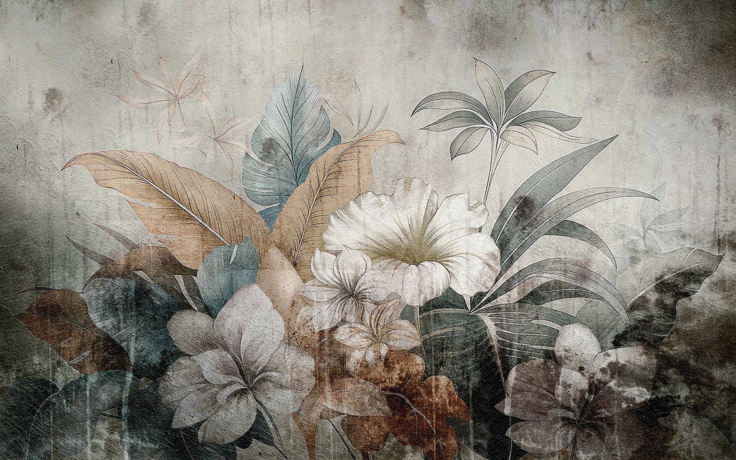 Hand Drawn Nostalgic Tropical Botanical Wallpaper image 5