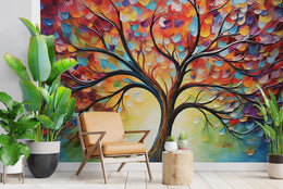 Color Burst Abstract Tree Peel and Stick Wallpaper image 3