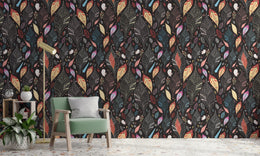 Colorful Leaf Pattern | Modern Botanical Peel and Stick Wallpaper image 0