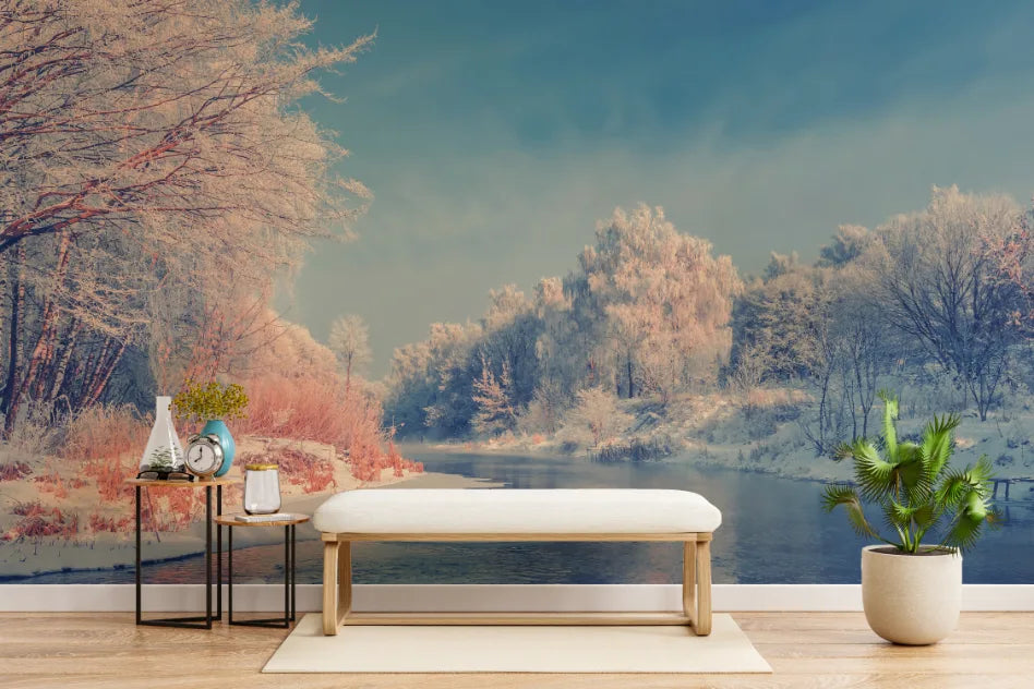 Snowy Winter Forest Wallpaper image 2