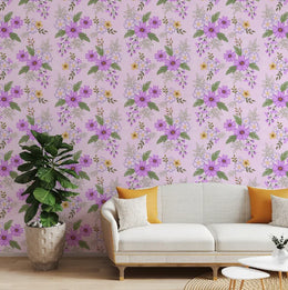 Purple Flowers Monsoon Glory Floral Wallpaper image 4