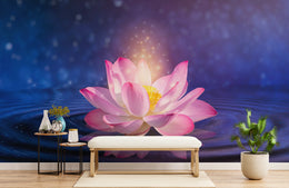 Floating Pink Lotus Aesthetic Zen Removable Wallpaper image 2