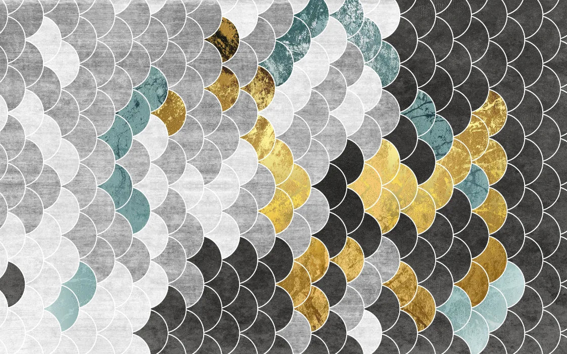 Blue Anaglyph Gold Hexagonal Geometric Abstract Wallpaper image 5