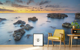 Sunset Ocean Wallpaper | Blue Seascape Peel and Stick Wallpaper image 3