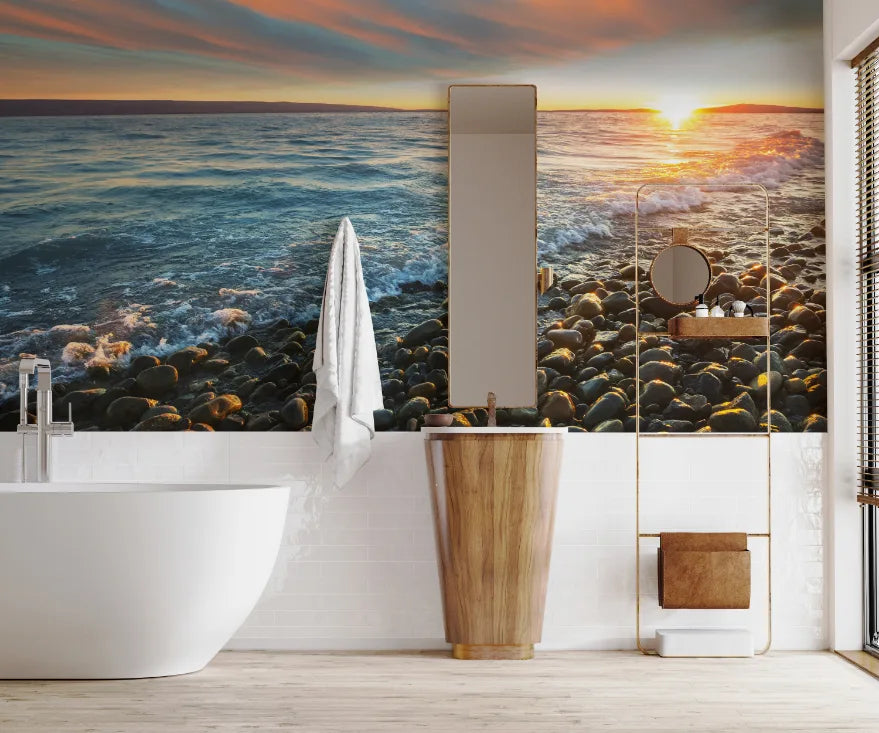 Sun Kissed Shores Ocean Wallpaper image 1