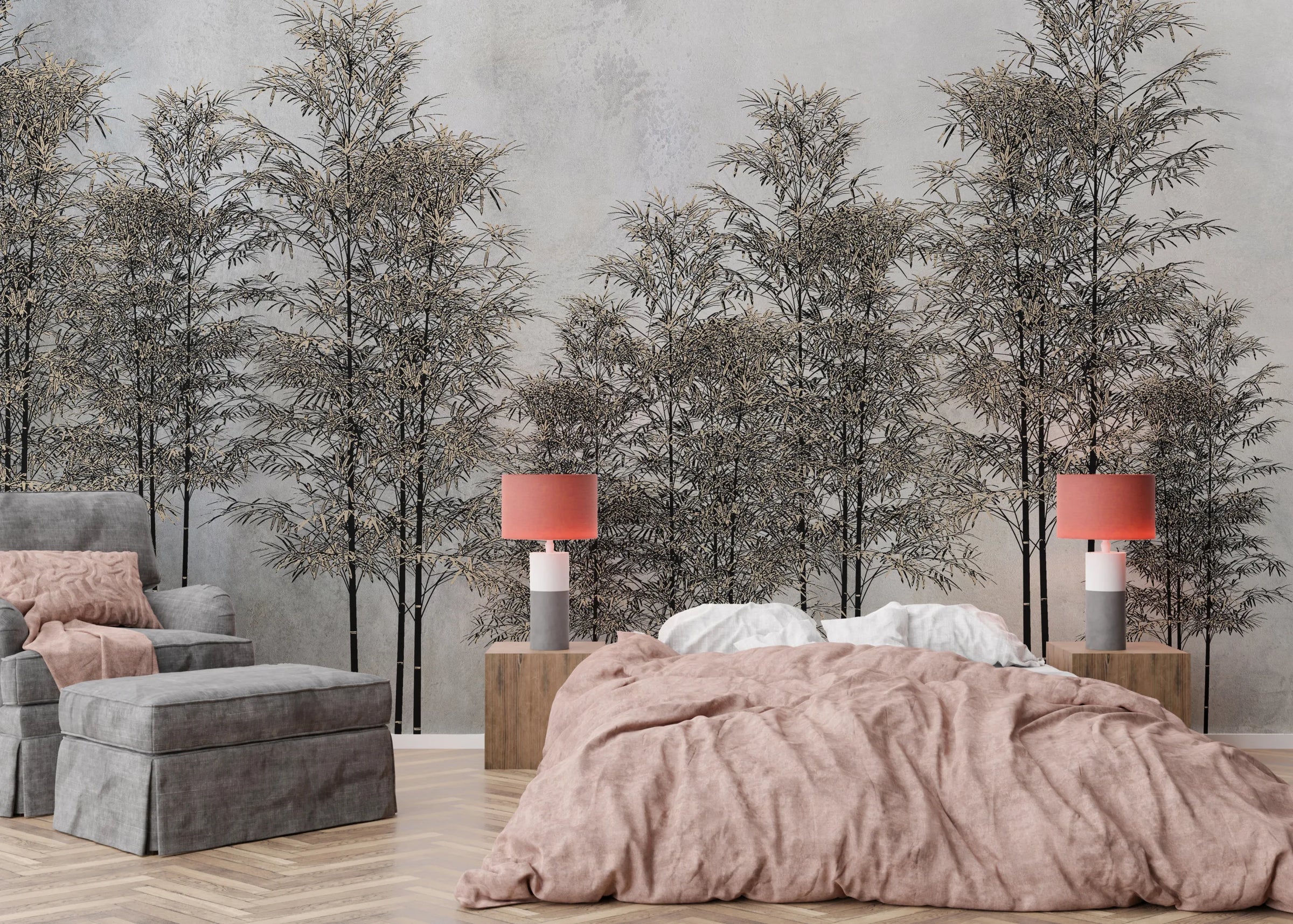 Bamboo Forest Wallpaper | Neutral Japandi Peel and Stick Wall Mural image 0