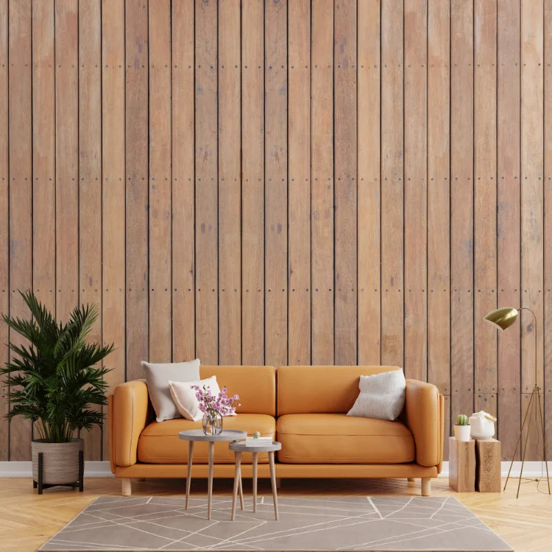 Vertical Wood Panel Slats Striped Wallpaper – Peel and Stick Texture for Office Cork Wall Covering