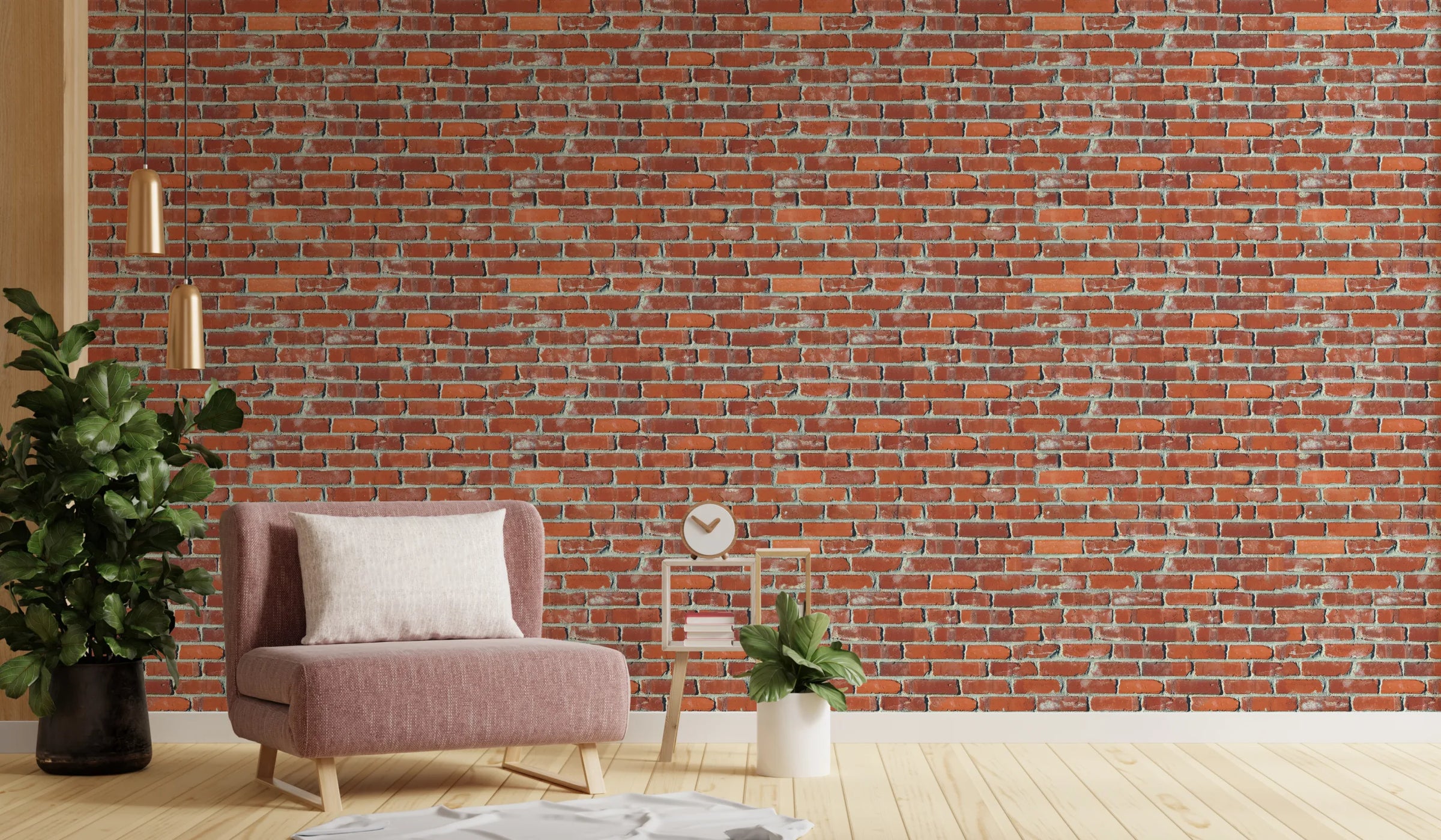 Faux Brick Design | Rustic Red Peel and Stick Farmhouse Wallpaper image 4