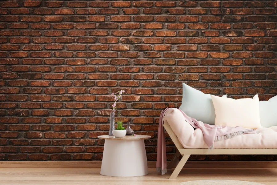 Rustic Dark Red Color Brick Wall Mural Art image 6