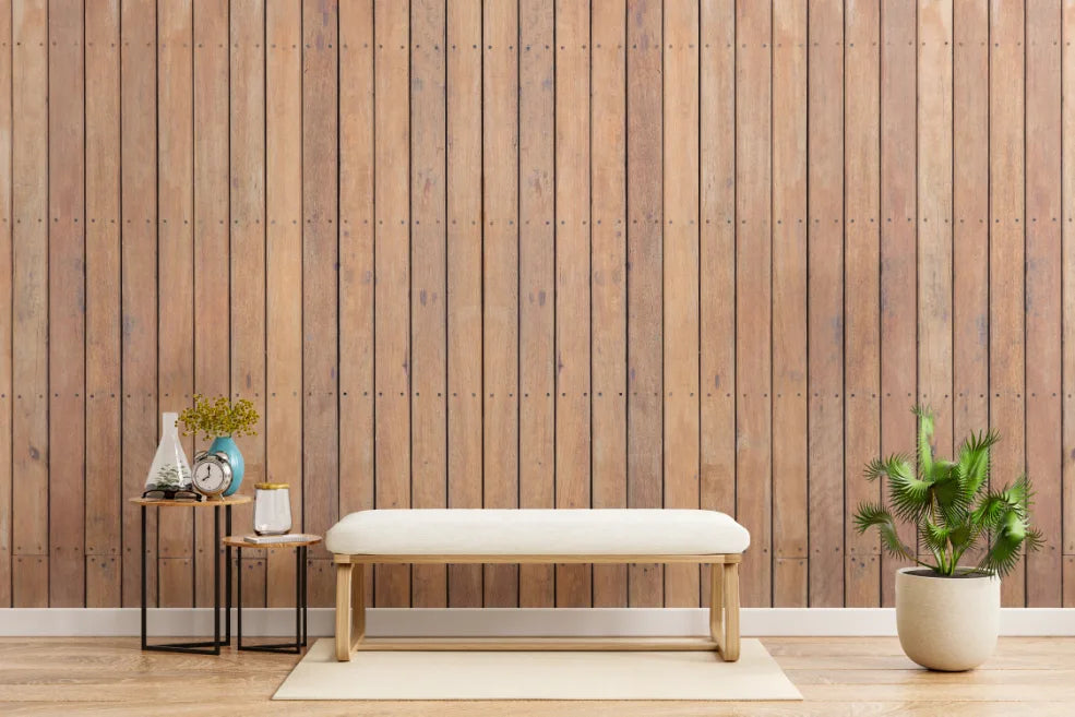 Vertical Wood Panel Slats Striped Wallpaper – Peel and Stick Texture for Office Cork Wall Covering image 1