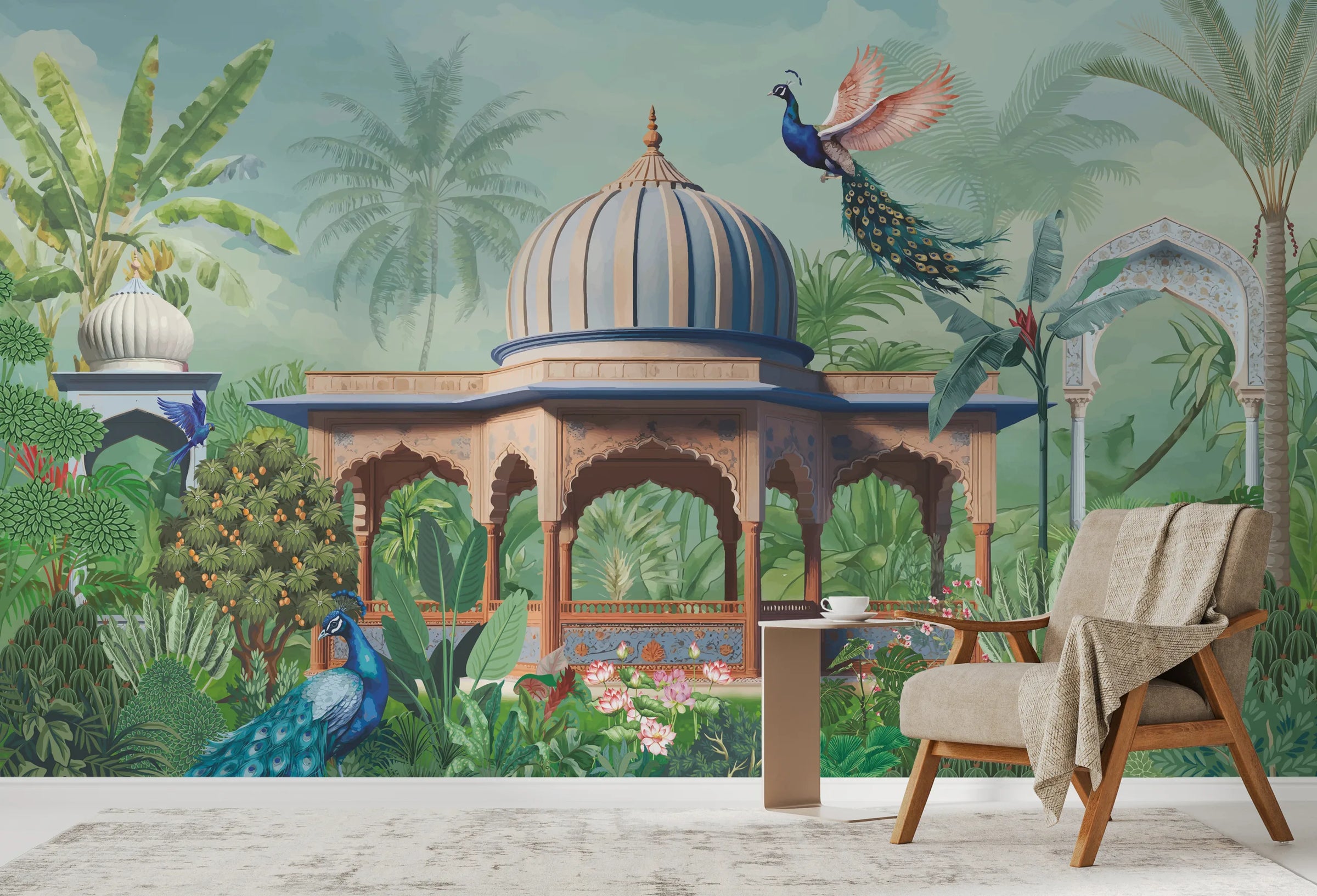 Mughal Peacock Palace Indian Wallpaper | Royal Garden Peel and Stick Decor image 5