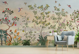 Chinoiseries Birds And Leaves Removable Wallpaper image 2