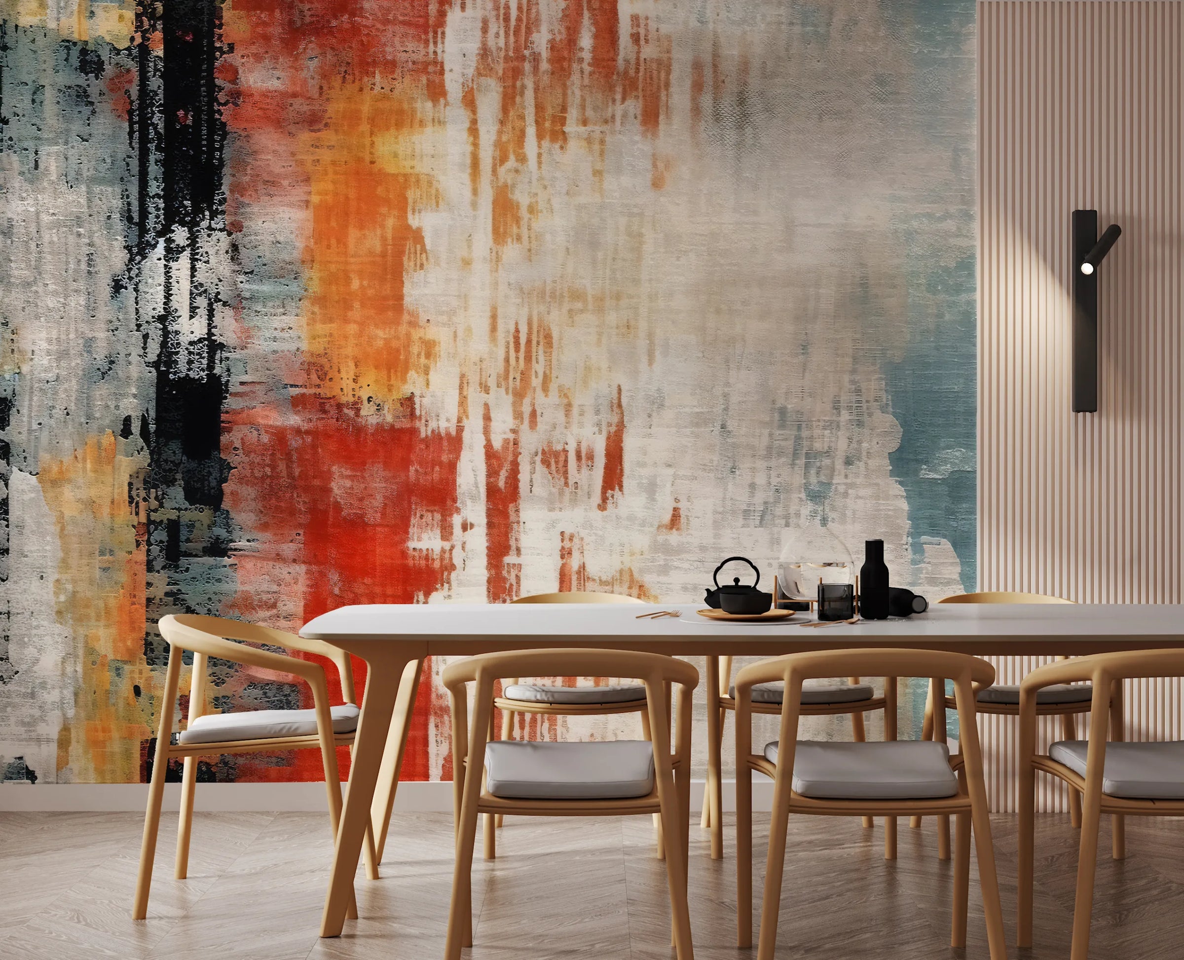 Grunge Abstract Concrete Wallpaper | Red Blue Peel and Stick Wallpaper image 5