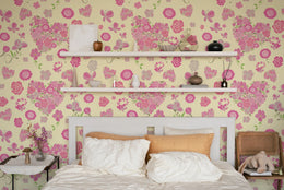 Pink Butterfly Floral Wallpaper | Pastel Heart Peel and Stick Decor image 1