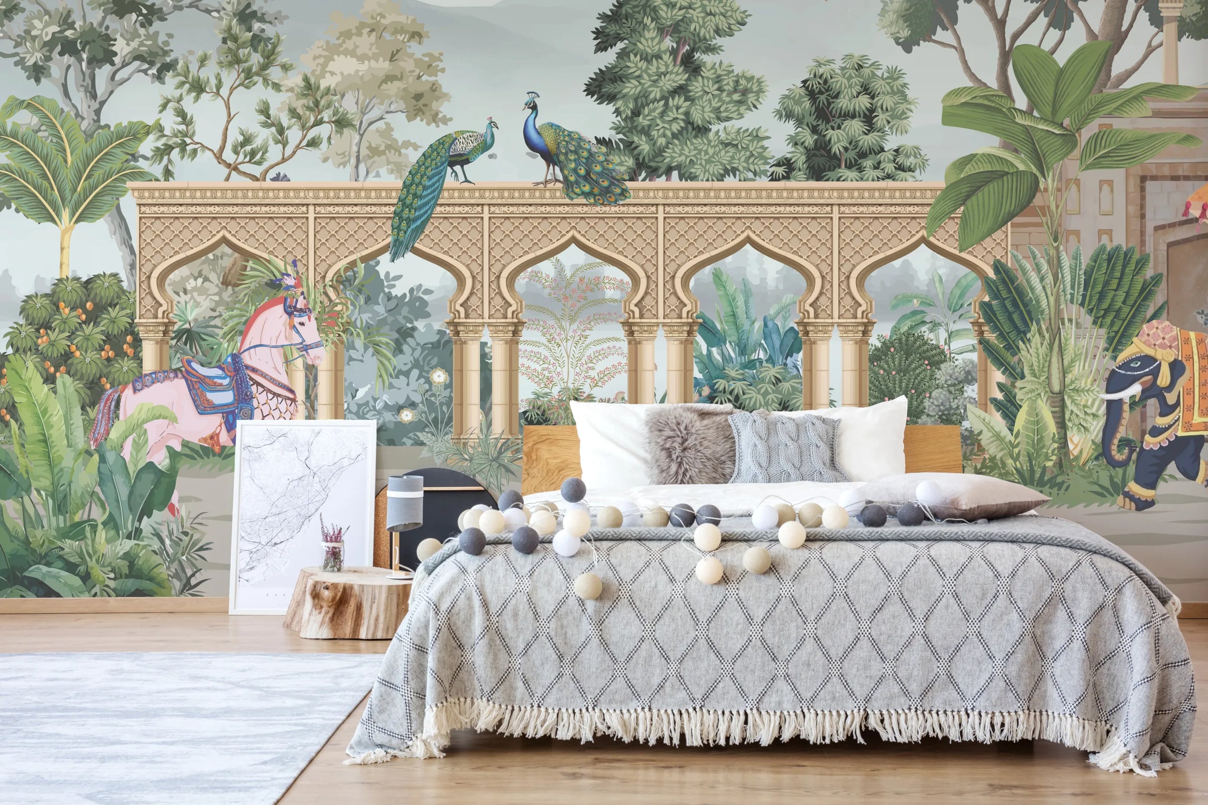 Luxury Indian Elephant Palace Wallpaper | Peel and Stick Mural image 4