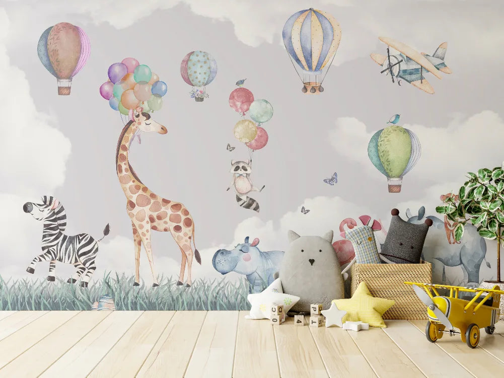 Baby Animals Kids Room Wallpaper Mural image 0