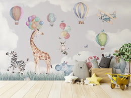 Baby Animals Kids Room Wallpaper Mural image 0