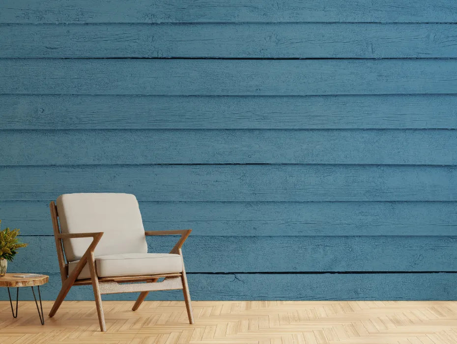 Rustic Blue Wooden Panel Wallpaper image 1