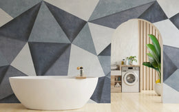3D Self-Adhesive Grayish Blue Geometric Wallpaper image 3