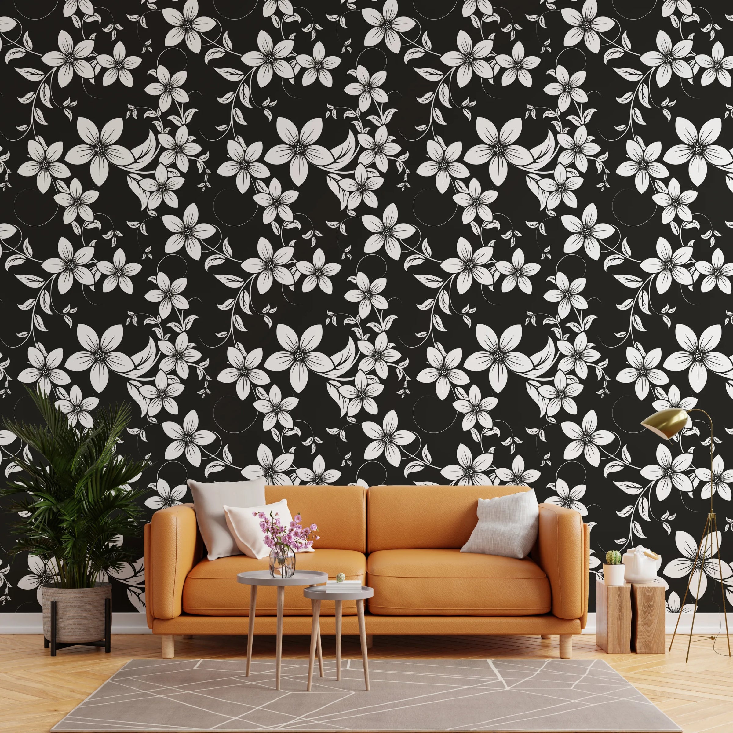 Black and White Floral Decor | Botanical Peel and Stick Wallpaper image 5