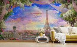 Paris Eiffel Tower Wallpaper | Pastel Sky Peel And Stick Decor image 4