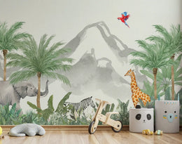 Green Wild Jungle Kids Wallpaper Mural image 3