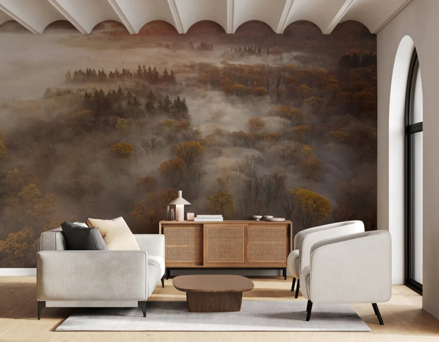 Cloudy Magical Forest Wallpaper