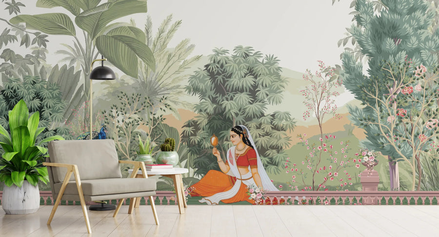 Tropical Indian Miniature Self Adhesive Wallpaper