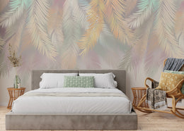 Soft Colors Feather Leaf | Neutral Boho Foliage Peel and Stick Wallpaper image 3