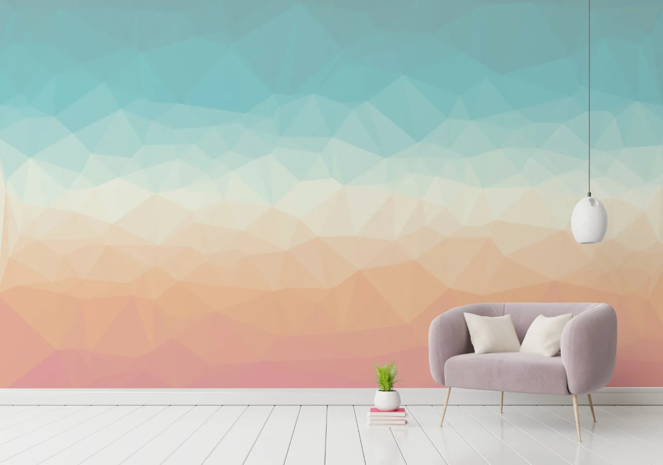 Geometric Soft Shades Ombre Wallpaper Mural image 4