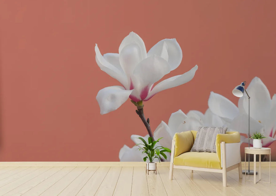 Morning Glory White Flowers Floral Wallpaper