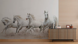White Horse Running Wallpaper| Luxurious Western Ranch Peel and Stick Decor image 2