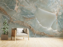 Light Blue Marble Wallpaper Mural Wall Decor image 1