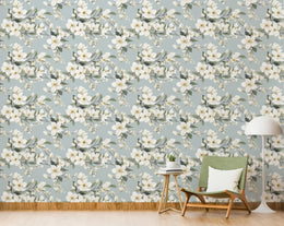 Vintage Shabby Chic White Flower Wallpaper image 2