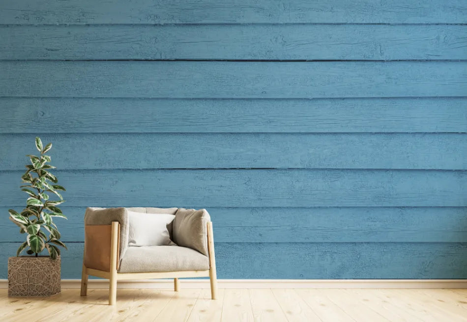 Rustic Blue Wooden Panel Wallpaper image 2