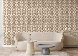 Beige Geometric Decor | Modern 3D Pattern Peel and Stick Wallpaper image 3