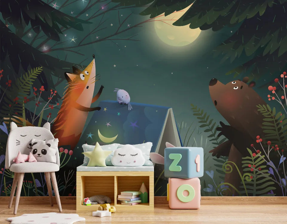 Night Dreamy Forest Kids Wallpaper image 1