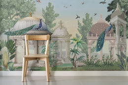 Botanical Peacock Palace Wallpaper | Mughal Garden Peel & Stick Decor image 2