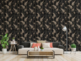 Art Deco Golden Fern Leaves Removable Wallpaper image 3
