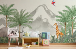 Green Wild Jungle Kids Wallpaper Mural image 4