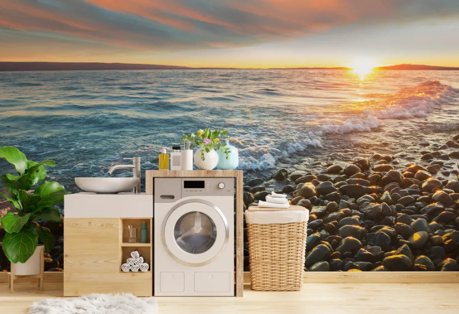 Sun Kissed Shores Ocean Wallpaper