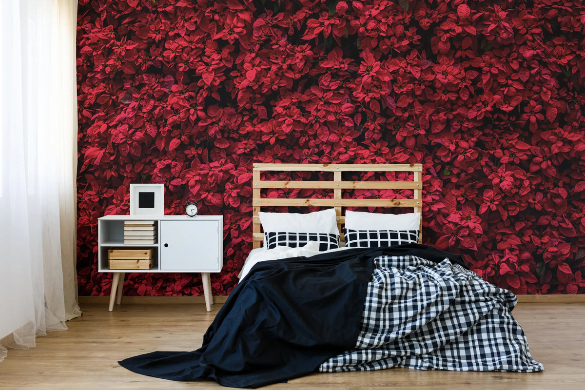 Elegant Red Poinsettia | Floral Botanical Peel and Stick Wallpaper