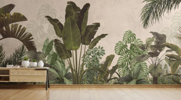 Bohemian Dark Green Tropical Palm Leaves Wallpaper image 3