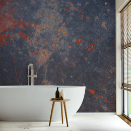 Industrial Rust Texture Wallpaper | Navy Blue & Burnt Orange | Grunge Wall Mural – Peel and Stick Removable | Loft Office Decor image 3